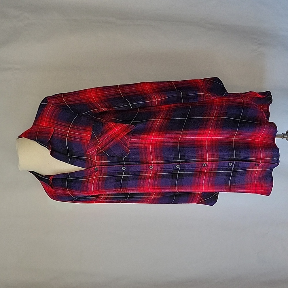 Cloth & Stone Flannel Shirt Dress Red & Blue Plaid Size Small